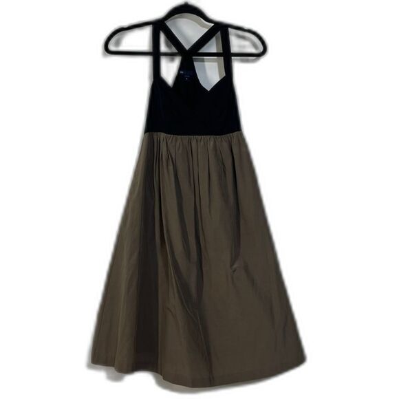 Gap Black and Olive Green Silk & Cotton Dress w/Pockets Size 0 - Picture 1 of 8